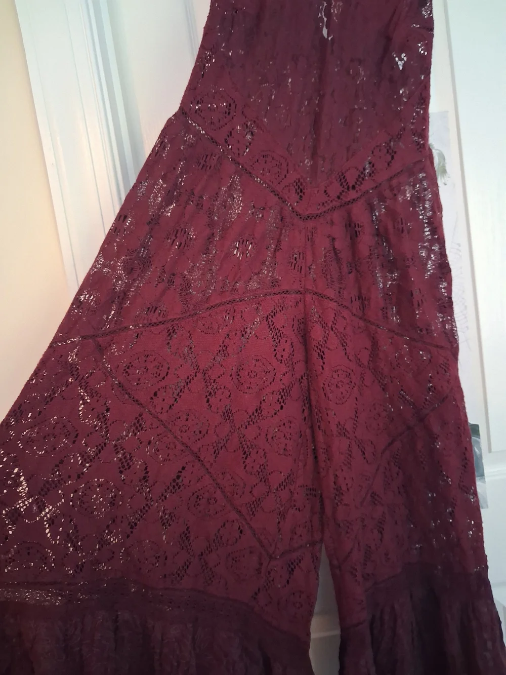NEW Free People Burgundy Lace Make Me Love You Romper Pantsuit - Picture 4 of 15
